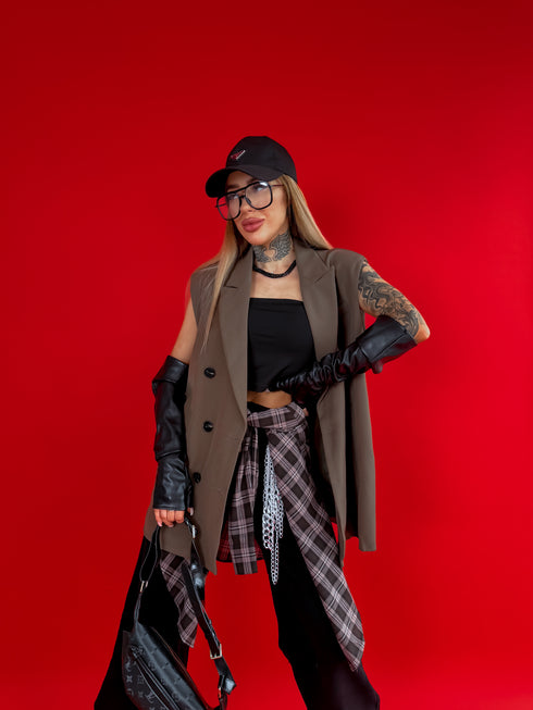 OVERSIZE jacket "SECURITY" - choco
